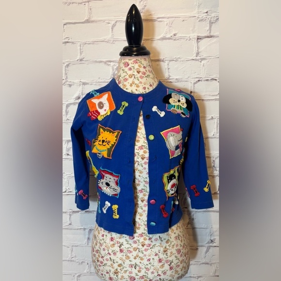 Jack B Quick button down royal blue Vintage Sweater Size Petite Small - Picture 1 of 7
